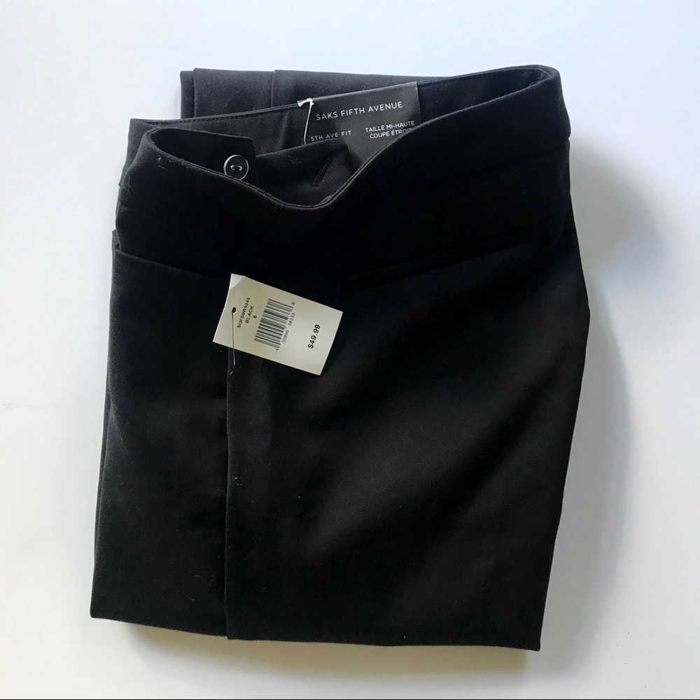 Saks Fifth Avenue Mid Rise slim black ankle pant